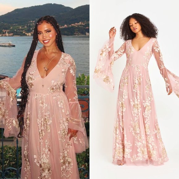 LoveShackFancy NEW Brixton Pink Lace Long Sleeve Formal Maxi Dress Size 6 - Picture 3 of 14